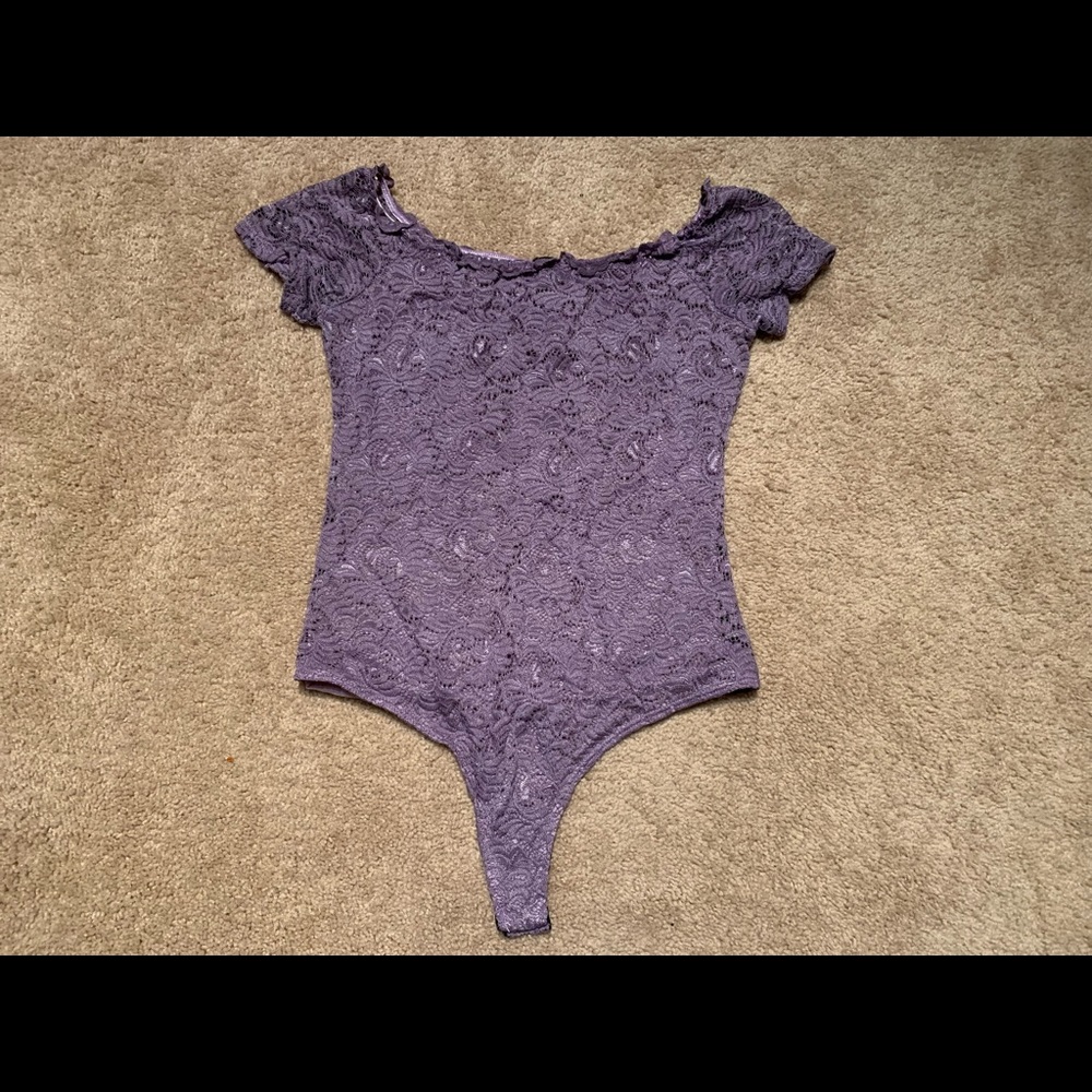 Purple lace bodysuit